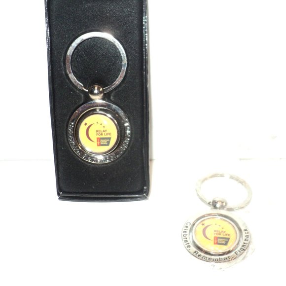 Relay For Life Set of 2 Keychains NEW One in Box, One in Packaging 2 1/2" Long - Picture 1 of 2